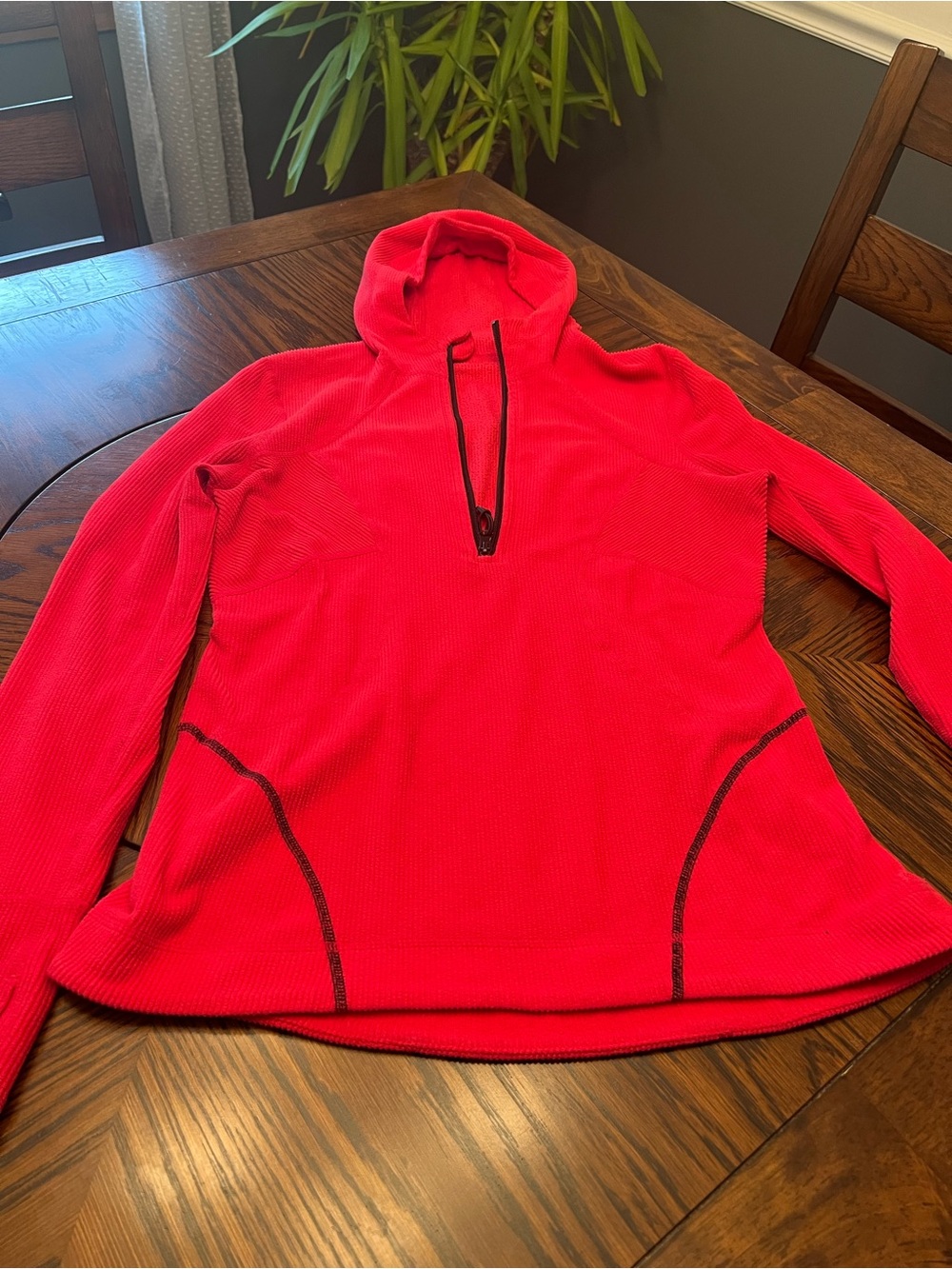 Zella Women's Hoodie Red M Pullover Half Zip Hooded Long Sleeve Solid # 694